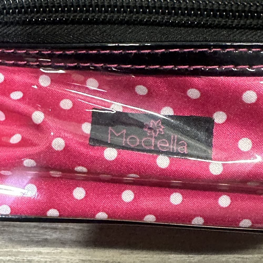 EUC Modella Pink and White Polka Dot Cosmetic Bag - Picture 3 of 9